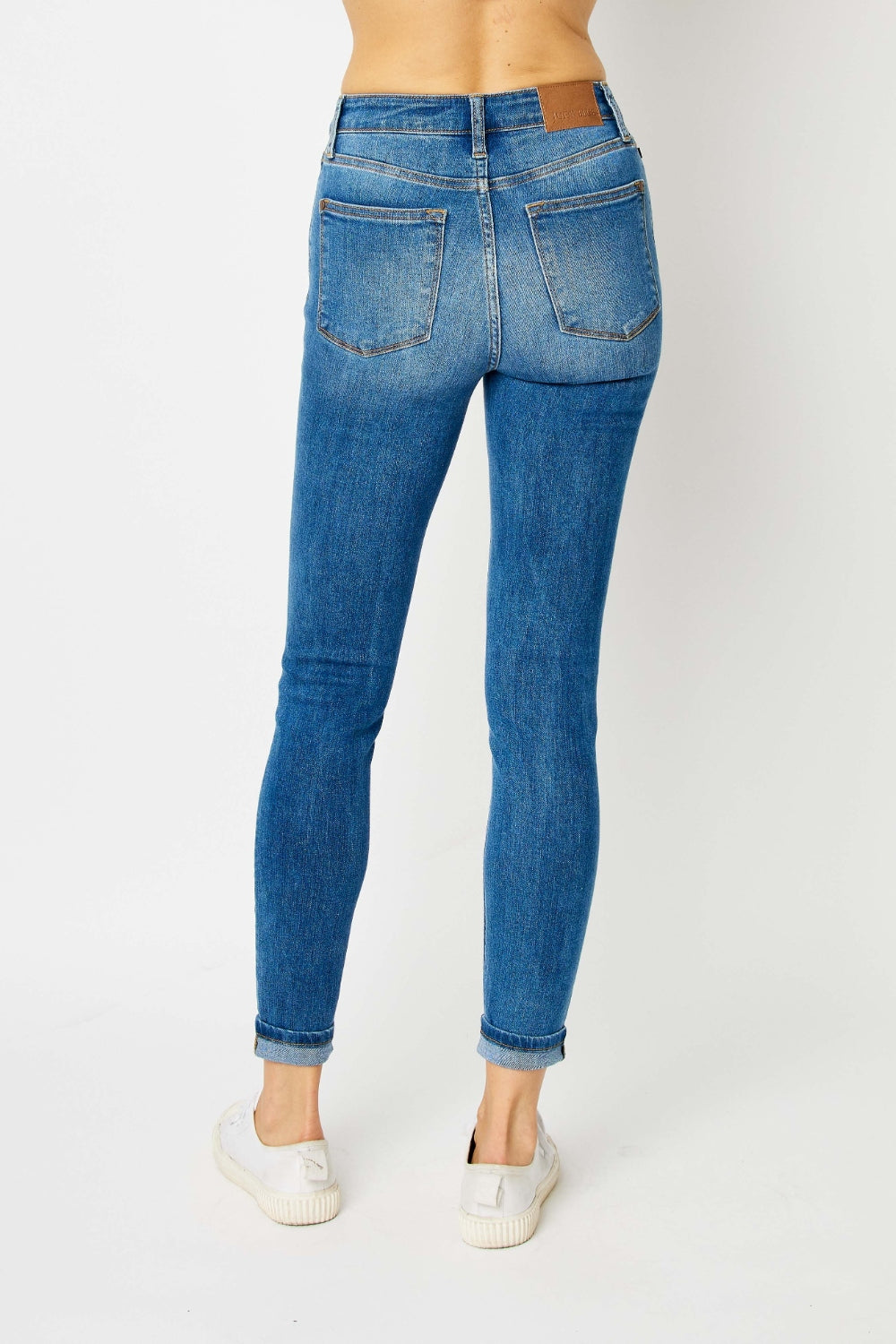 Judy Blue Full Size Cuffed Hem Low Waist Skinny Jeans